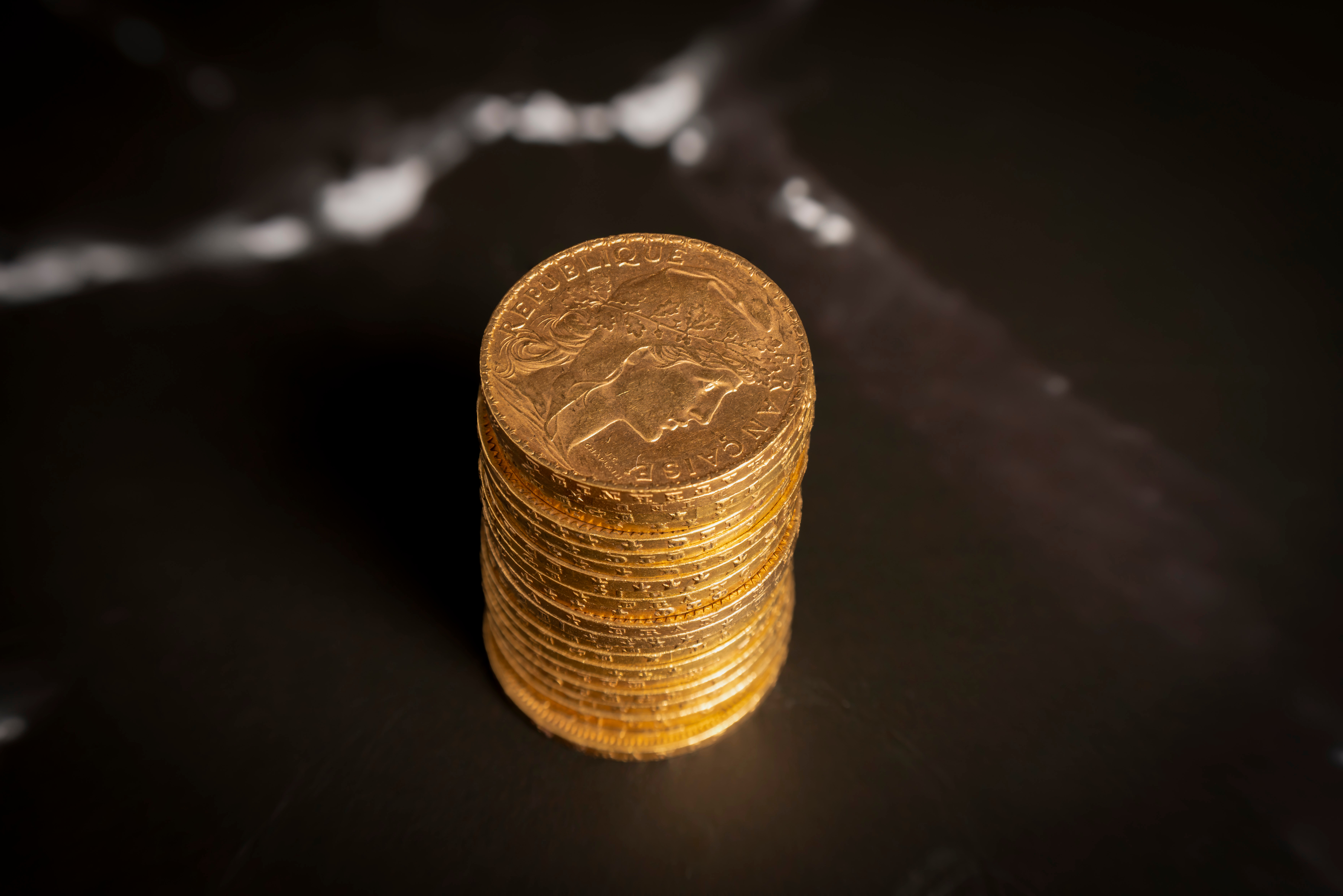 Pile de pièces Napoléon III en or